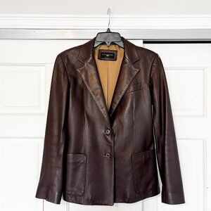 Vintage Luxury Leather Blazer—Women’s Luciano Barbera Jacket Made in Italy